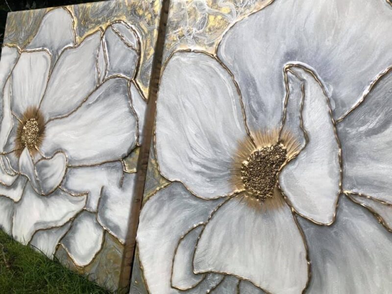 "White Poppies" by Katey Meeks. © 2023 Katey Meeks Art Studios. All rights Reserved.